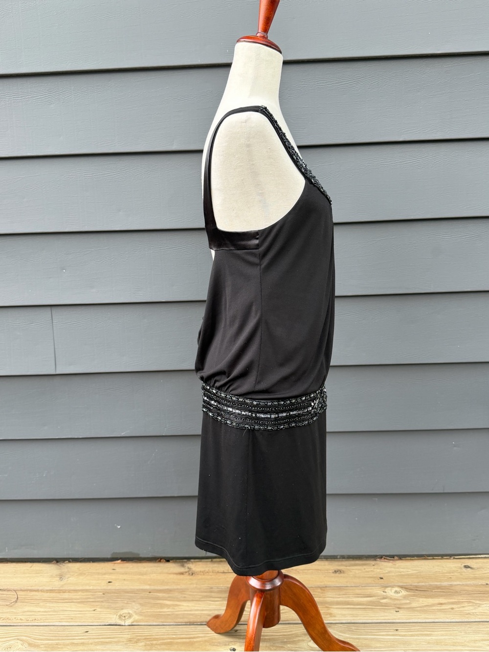 Studio W by SUE WONG Black Embellished Sleeveless open back drop waist Dress 4 - Picture 13 of 16